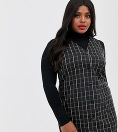 Черное платье в клетку без рукавов Vero Moda Curve-Мульти