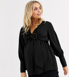 Черная блузка с поясом Topshop Maternity-Черный