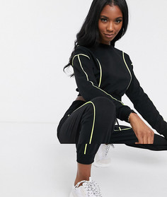 Спортивный костюм из короткого свитшота и джоггеров с неоновой окантовкой ASOS DESIGN-Черный