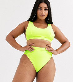 Зеленый укороченный бикини-топ в рубчик ASOS DESIGN curve-Зеленый цвет