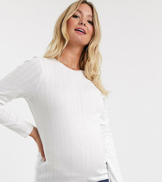 Белый лонгслив в рубчик Topshop Maternity