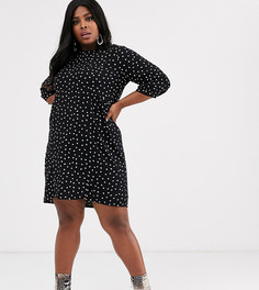 Черное свободное платье в горошек Vero Moda Curve-Мульти