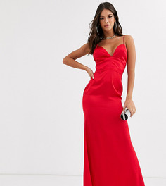 Красное атласное платье макси Missguided Tall-Красный