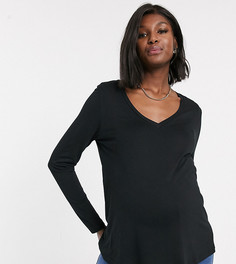 Черный лонгслив для кормления с V-образным вырезом ASOS DESIGN Maternity