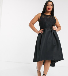 Черное атласное платье Chi Chi London Plus-Черный цвет