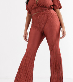 Широкие плиссированные брюки рыжего цвета Koco & K Plus-Черный цвет