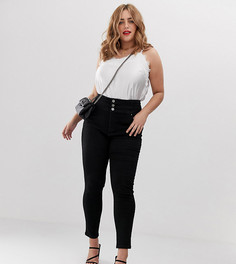 Черные облегающие моделирующие джинсы с высокой талией Simply Be-Черный цвет