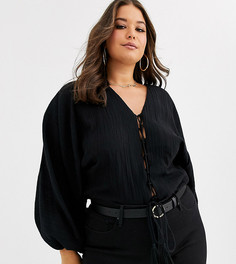 Лонгслив из жатой ткани ASOS DESIGN Curve-Черный