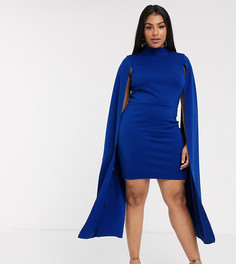 Платье-кейп мини кобальтового цвета True Violet Plus-Синий