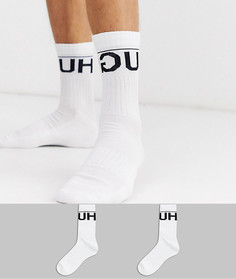 Комплект из 2 пар носков в рубчик с логотипом HUGO-Белый