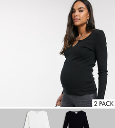 2 топа черного и белого цвета с разрезом Topshop Maternity-Мульти