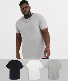 Набор из 3 футболок с закругленным низом Jack & Jones Originals-Мульти