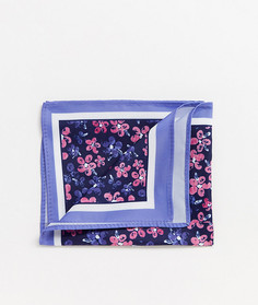 Темно-синий платок для нагрудного кармана с цветочным принтом ASOS DESIGN-Розовый