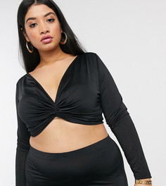 Лонгслив от комплекта с перекрученной драпировкой ASOS DESIGN Curve-Черный цвет