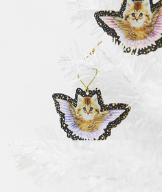 2 новогодних украшения в виде котов-ангелов Monki-Белый