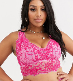 Розовый кружевной бралетт с треугольными чашечками Savage x Fenty - Curvy (fuchsia)