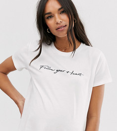 Футболка с надписью "follow your heart" ASOS DESIGN Maternity-Белый