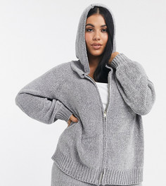 Худи из синели серого цвета на молнии от комплекта Missguided Plus-Серый