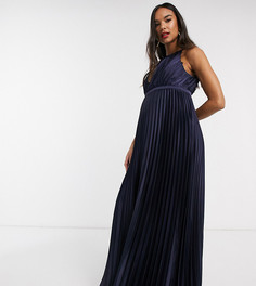 Темно-синее атласное платье макси Chi Chi London Maternity-Темно-синий