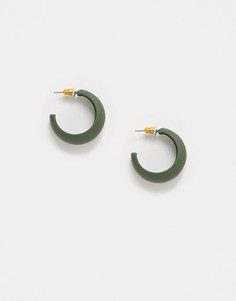 Зеленые серьги-кольца в стиле хагги Topshop-Зеленый