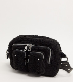 Черная плюшевая сумка через плечо с внешними карманами Nunoo-Черный