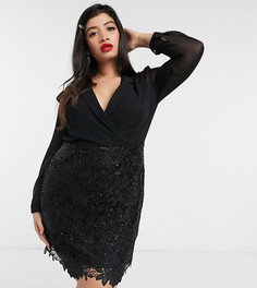 Черное платье‑смокинг мини 2 в 1 Paper Dolls Plus-Многоцветный