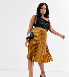 Золотистая юбка миди с завышенной талией Koco & K Plus-Золотой