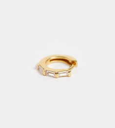Позолоченная серьга-кольцо с прямоугольными камнями Orelia-Золотой