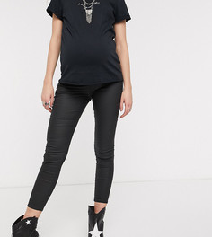 Черные джинсы скинни с посадкой над животом и покрытием Topshop Maternity-Черный цвет