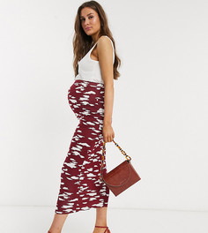 Бордовая юбка-карандаш с принтом ASOS DESIGN Maternity-Мульти