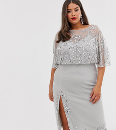 Платье миди с разрезом Lovedrobe Luxe-Серебристый