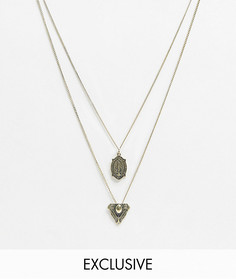 Ярусное ожерелье с подвесками Reclaimed Vintage Inspired-Серебряный