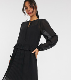Черное свободное платье с плиссированной юбкой Y.A.S Tall-Черный цвет