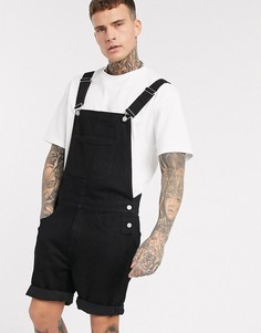 Черный джинсовый комбинезон с шортами ASOS DESIGN-Черный цвет