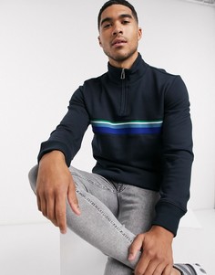 Темно-синий свитшот с контрастной вставкой и короткой молнией PS Paul Smith