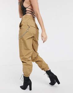 Джоггеры карго с завышенной талией и съемной цепочкой ASOS DESIGN-Neutral