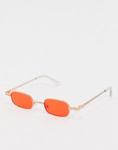 Квадратные очки в стиле 90-х с золотистой оправой и красными стеклами ASOS DESIGN-Золотой