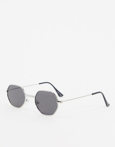 Серебристые маленькие солнцезащитные очки ASOS DESIGN-Серебряный