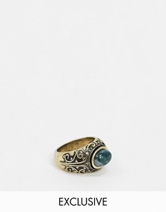 Золотистое кольцо с камнем Reclaimed Vintage Inspired-Серебряный