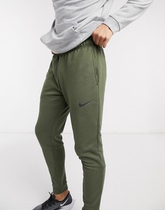 Суженные книзу флисовые джоггеры из материала Dri-Fit цвета хаки Nike Training-Зеленый