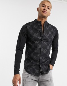 Обтягивающая рубашка с фирменным принтом SikSilk-Черный