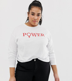 Лонгслив с надписью "power" ASOS DESIGN Curve-Белый