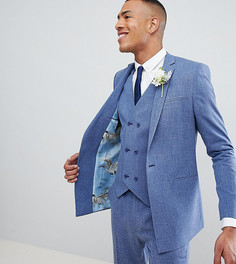 Синий пиджак скинни с принтом на подкладке ASOS DESIGN Tall Wedding