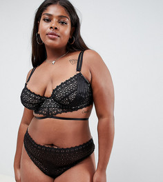 Кружевные стринги с ремешками ASOS DESIGN Curve-Черный