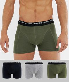 Набор из 3 разноцветных боксеров-брифов Only & Sons-Многоцветный