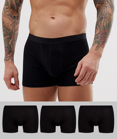 Набор из 3 черных трусов из органического хлопка ASOS DESIGN, скидка-Черный