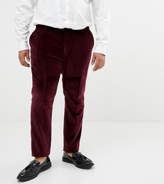 Бархатные бордовые облегающие брюки Twisted Tailor-Красный