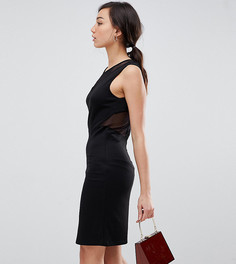 Бархатное облегающее платье мини с сетчатыми вставками YAS TALL-Черный цвет