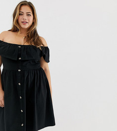 Сарафан мини на пуговицах ASOS DESIGN Curve-Черный