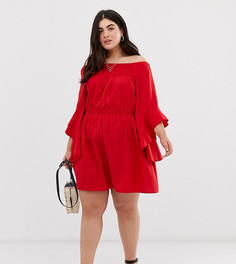 Платье с рукавами клеш и открытыми плечами AX Paris-Красный